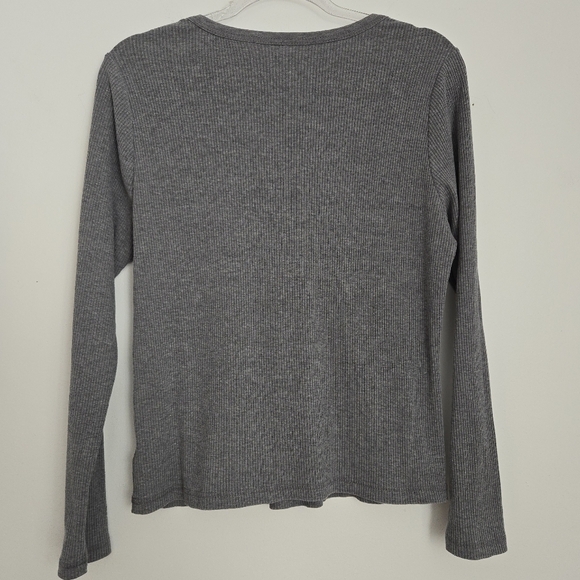 Grey L/S Ribbed Top Size Large - Picture 3 of 4